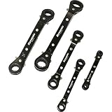 Dynamic Tools D081201 SAE Double Box End Reversible Ratcheting Wrench Set with 15-Degree Offset (5 P