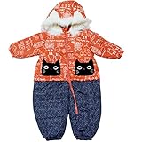 2017年 UZUCHAT リボン 中綿ジャンプスーツ スノーコンビ 防寒衣料 撥水加工 UZULAND オレンジ◇100cm