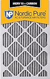 Nordic Pure 20 x 25 x 4pm10 C-2プリーツMERV 10 PlusカーボンAC炉フィルタ（2パック）、20 x 25 x 4 "