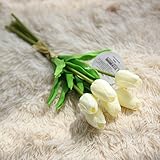 造花 チューリップ花束 結婚式 ホーム パーティー用　飾り1本セット6花 (白)
