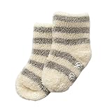 オーガニックコットン　日本製　ベビー用ボーダーふんわりパイルソックス　靴下　グレー　ORGANIC GARDEN　オーガニックガーデン