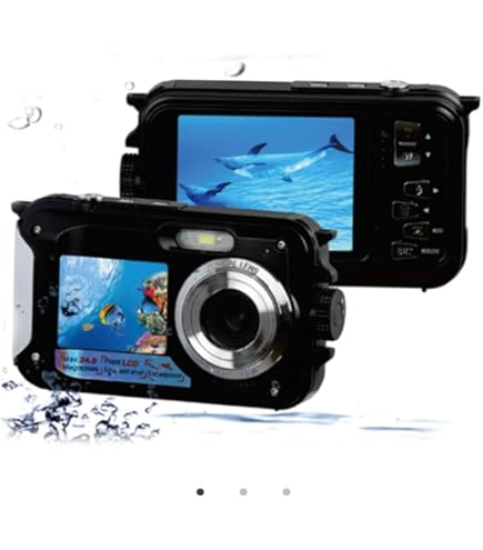 Amazon | 水中カメラ 4K録画 64MP 10M デュアルスクリーン 防水カメラ