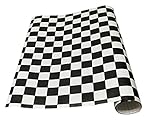 Magicfix 壁紙シール 白黒チェック 50cm×1m ヘラ付き はがせる壁紙 シールタイプ (1m, HEM-20)