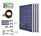ECO-WORTHY 400W ソーラーパネルキット: 100W ソーラーパネル+ 30A　チャージコントローラー+ 10ｍケーブル + Z 取付金具 + Y型 MC4コネクター