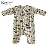 オーシャンアンドグラウンド｜ベビー肌着長袖ロンパース｜アニマル柄｜オレンジ