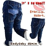 50%OFF cody coby（コーディーコービー）バックポケットの生地がお洒落な唇デニムパンツ【ＵＶカット】【モスカット】 80cm