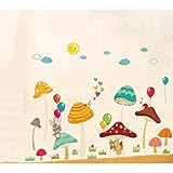 素敵なカラフルなキノコの子供部屋ベッドルームの装飾壁紙ステッカー幼稚園の教室のレイアウト漫画の壁のステッカー