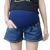 Spinas(スピナス) マタニティ ショートパンツ デニム ダメージ 切りっぱなし M～XL　全4色（ダークブルー　ライトブルー　他2種） (ダークブルー, L)