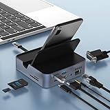 【Switchドックにもなる】 9 in 1 多機能拡張ハブ スマホをパソコン化する新発想 USB C ハブ ドッキングステーション 変換アダプタ スタンド/4K HD映像/有線LAN/USB3.0/Type-C対応/SD・MicroSD対応/VGA対応/オーディオ/PD 100W