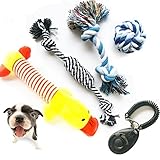 Dog ToysDog Teething Toys Set Dog Rope Toy Chew Toy Squeaky Duck For Puppy With Train Clicker Christ