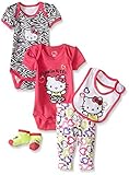 Hello Kitty Baby 5 Piece Gift Set with Zebra Heart Print Fuchsia Purple 0-3 Months [並行輸入品]