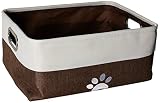 Two Tone White with Grey Canvas & Jute Storage Bin with embroidered Paw by Winifred and Lily