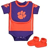 Clemson Tigers Infant " Lil Jersey "ボディスーツ、よだれかけ& Bootieセット オレンジ