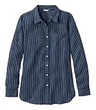 L.L.Bean(エルエルビーン) ウィメンズ プレミアム・ウォッシャブル・リネン・シャツ チュニック マイクロストライプ ジャパン・フィット Mサイズ Vintage Indigo Stripe ブルー １０００１３２４１６