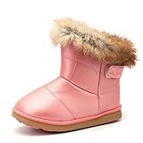 Aleader スノーブーツ キッズ ベビー ブーツ スニーカー 女の子 雪遊び 軽量 防寒 脱ぎ履き簡単 ピンク 120