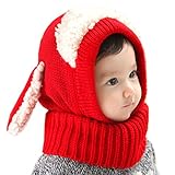 Kailベビー女の子男の子冬帽子スカーフイヤーフラップフードスカルキャップ子供の子犬帽子 S レッド