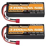 Youme 3S Lipoバッテリーパック 11.1V 3300mah RCバッテリー50C RC Traxxas車用ボートトラックバギートラギー(2パック)