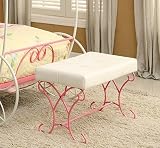 Furniture of America Ashley Fairy Tale Leatherette Bench, Pink & White [並行輸入品]