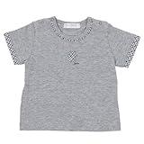 日本製 乳児 ギンガムチェック使 半袖Tシャツ グレー 70cm