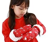 手袋 キッズ 男の子 女の子 スキー手袋 ジュニア 防寒 ミトン 裏起毛 暖かい ボア 保温防風素材 子供用 グローブ 雪遊び スキー スノボ 通学 可愛い クリスマス 誕生日 プレゼント レッド