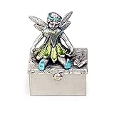 Miniature Fairyボックス、歯の妖精ボックス、Faerieギフト、記念品ボックス、Trinketボックス、ベビー記念品、Fairyフィギュア、装飾ボックス、リングボックス シルバー SR_