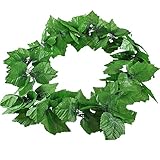 GTidea 人工つる植物 シルクグリーン 葡萄ガーランド リアルタッチな葉 家庭/キッチン/庭/レストラン/フェンス/結婚式の装飾 5ピース 38フィート