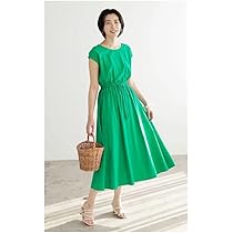 Amazon.co.jp: ウエスト絞りロングワンピース LLサイズ グリーン