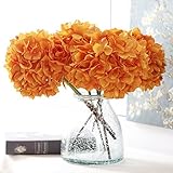 ysber 3 Big Heads人工アジサイシルクFake Flowers BunchブーケホームホテルウェディングパーティーセンターピースGarden Floral Decor オレンジ 12