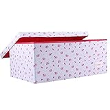 Minene Large Storage Box with Lid Blue with Red Flowers - star storage box, large fabric storage box