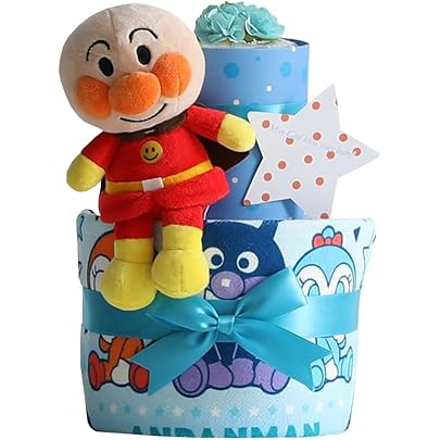 出産祝いに大人気！アンパンマン豪華3段おむつケーキ 男の子 Amazon | オムツケーキ 出産祝い セガトイズ アンパンマン 名入れ刺繍