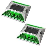 iimono117　ソーラー充電式　LED道路鋲 / センターライン 駐車場 縁石 反射板 視線誘導 (2, 緑)