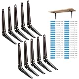 COCIVIVRE 棚受け金具 黒 200mm×150mm×35mm 10本セット 棚受けブラケット l字金具 鉄製 ネジ付き 壁掛け吊り棚・金具棚うけ・キッチン・部屋・オフィス対応