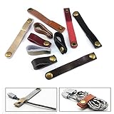 BronaGrand 10pcs Colorful Leather Snap Button Desktop Cable Wire Management Cable Cord Winder Cable 