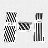 BOYOUS マツダ CX-60 専用 アルミ ペダルカバー ブレーキ フットレスト アクセルペダル 3点セット 工具不要 CX-60ロゴ付 防キズ 防汚れ(シルバー)