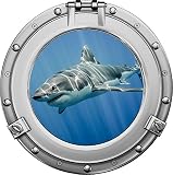 12 "ウィンドウ舷窓出荷Sea Ocean View shark # 4クローム壁デカール子供ステッカーベビールームホームアート飾りden man caveグラフィックSmall
