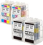 BC-310 / BC-345 / BC-365 (BK/顔料ブラック)×2 + BC-311 / BC-346 / BC-366 (CL/3色カラー)×2 【合計4本セット】 最新 互換 《詰め替えインク》 (大容量) 310 311 345 346 365 366 BC-310XL BC-311XL BC-345XL BC-346XL BC-365XL BC-366XL インク 補充用 純正カートリッジ対応 Canon キャノン (対応機種: PIXUS MP493 / MP490 / MP480 / MP280 / MP270 / MX420 / MX350 / iP2700 / TS3130S / TS3130 / TS203 / TR4530 / TS3330 / TS3530 )【STAR JET製】