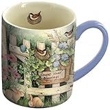 High Quality - 14 oz. Ceramic Coffee Mug - Garden Gate, Art by Susan Winget - Birds Nest in Flowers