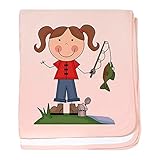 CafePress – 釣りガール – スーパーソフトベビー毛布、新生児おくるみ ピンク 06606943626832E