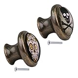 monkeyjack 2pcsスカルパターンヴィンテージメタルドアノブキャビネット引き出しビンドレッサー食器棚プルハンドルノブ家具ハードウェア