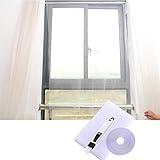 網戸 防虫網 蚊帳 カーテン マジックテープ式 ブラシ付け メッシュ 窓用 万能 虫よけ 蚊取り対策 防虫性 防塵性 通気性 風通し 簡単取り付け DIY 補修 張り替え あみ戸 簡易 丈夫 夏 白い