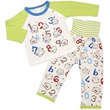ベビーパジャマ[enfant pur]男の子|男児|子供用|数字|くるま|車柄(ラグラン)長袖パジャマ上下セット 90cm グリーン