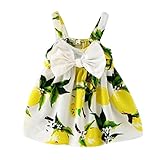 Cutelove 子供服 ドレス 女の子 ガールズ 綿 夏 キッズ 可愛い ノースリーブ 大きな蝶結び レモン プリンティング スリングドレス ワンピース プリンセスドレス