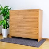 幅120cm 高さ110cm　120ミドルチェスト 5段 日本製 国産 バレン仕上げ インセットタイプ 和風 デザイン 高級タンス (ナチュラル) AYU-3-041-NA