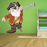 海賊、Peg Leg、望遠鏡Fun Pirateカラー壁ステッカー子供アートデカール装飾で使用可能な8サイズ 08. Gigantic 123cm (W) x 120cm (H)