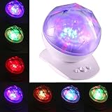 Aurora投影ナイトライト、Niceeshop内蔵スピーカーLED夜ランプwith 8照明モード、ムードライトforベビー保育園、リビングルーム、ベッドルーム&リビングルーム(ホワイト) ホワイト 