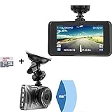 Coocheer 4-Glass lense Car Dash Cam 3" Screen LED Display Wide Angle 150°，WDR G-Sensor Vehicles DVR 