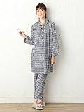 Angeliebe エンジェリーベ マタニティ パジャマ 授乳口付き 平織 チェック ナイティ 妊婦服 産前 産後 長袖 前開き アジャスター調節可 (mutti ei) M ブラック 21793 2