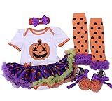 Gmasking 子供ドレス 女の子ワンピース リボン飾り付き 一歳プレゼント カボチャ図案 ハロウィンデザイン (L(6-12Months), セット1)