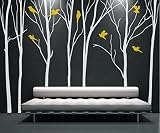 Set of 7 Branch Tree Wall Decal with Flying Birds Removable Vinyl Big Tree Wall Stickers for Nursery