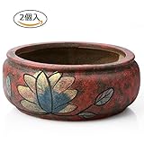 moiitee 植木鉢 焼き物 古風 多肉鉢 直径16cm 陶器 観葉植物 かわいい 部屋/店頭/庭/オフィス飾りとして大人気　二個入り (1＃)